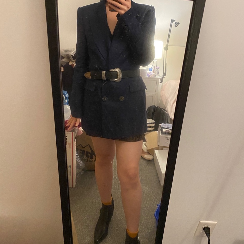 Zara linen blazer navy
